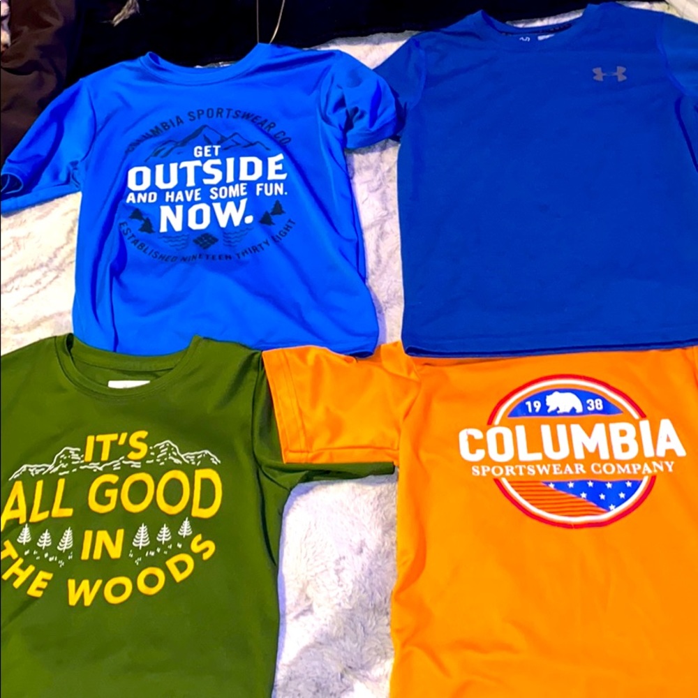 columbia and under armor youth small boys tees